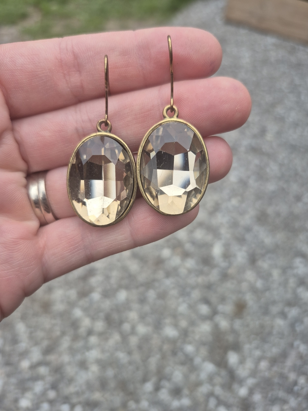 Gold-Tone Champagne Crystal Drop Earrings
